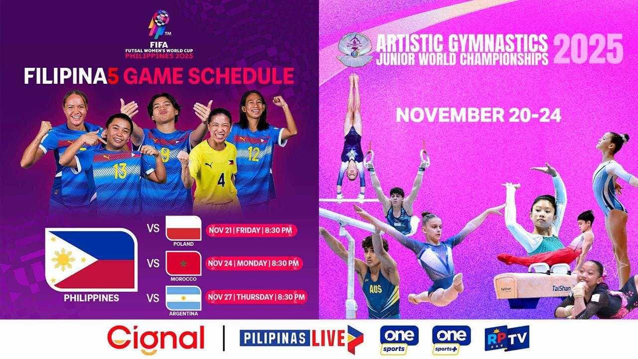 Cignal to air Junior World Artistic Gymnastics Championships, FIFA Women’s Futsal World Cup